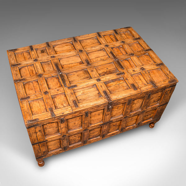 Vintage Storage Chest, Indian Pine Pithara Trunk, Colonial Revival, Coffee Table