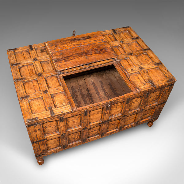 Vintage Storage Chest, Indian Pine Pithara Trunk, Colonial Revival, Coffee Table