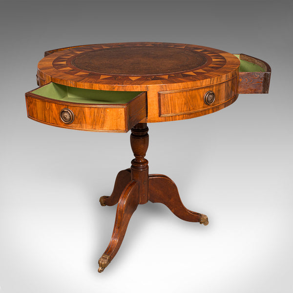 Traditional Rotoary Table Vintage Rotary Centre Table, English, Walnut, Leather, Games, Revival ...