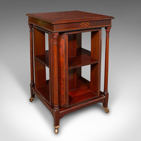 Antique Rotary Bookcase, English, Revolving Library Cabinet, Edwardian, C.1910