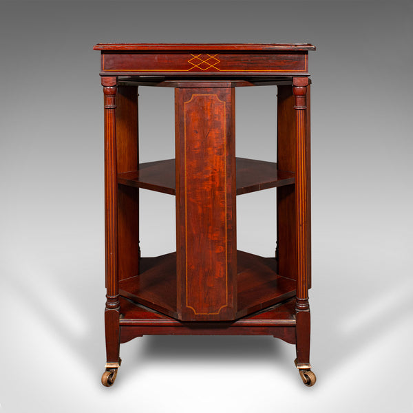 Antique Rotary Bookcase, English, Revolving Library Cabinet, Edwardian, C.1910