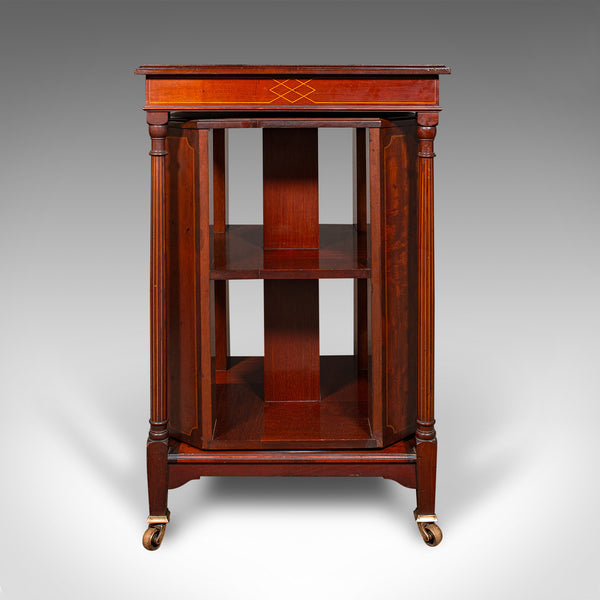 Antique Rotary Bookcase, English, Revolving Library Cabinet, Edwardian, C.1910