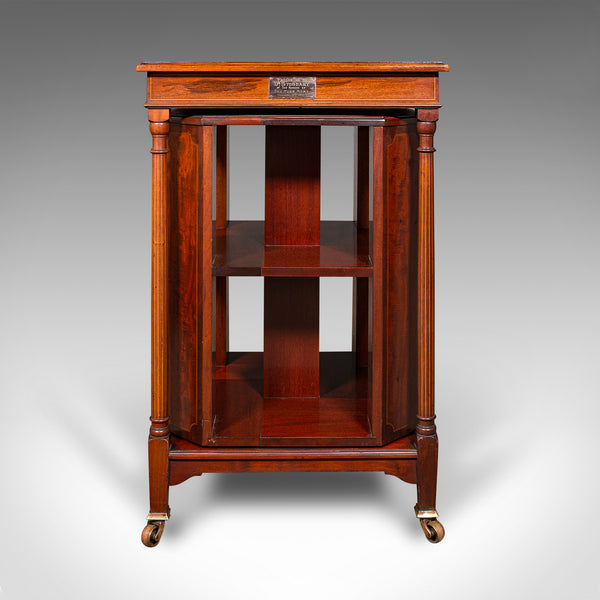 Antique Rotary Bookcase, English, Revolving Library Cabinet, Edwardian, C.1910