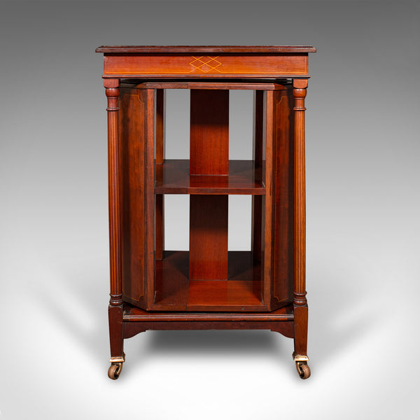 Antique Rotary Bookcase, English, Revolving Library Cabinet, Edwardian, C.1910