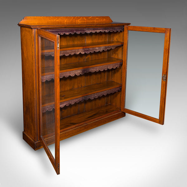 Antique Glazed Bookcase, English, Oak, Display Cabinet, Home Library, Victorian