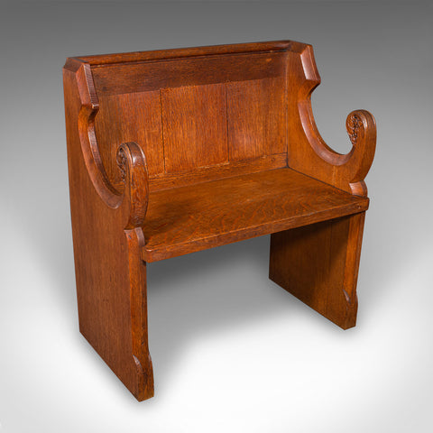 Antique Hall Settle, Scottish Oak Seat & A Half Bench, Gothic Revival, Victorian