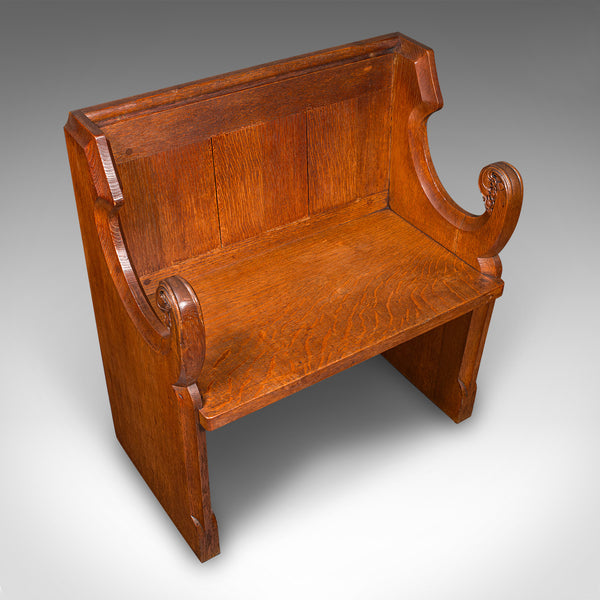 Antique Hall Settle, Scottish Oak Seat & A Half Bench, Gothic Revival, Victorian