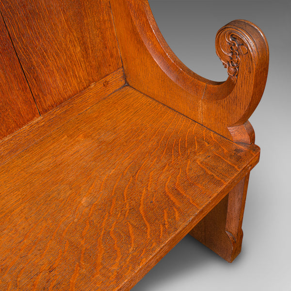 Antique Hall Settle, Scottish Oak Seat & A Half Bench, Gothic Revival, Victorian