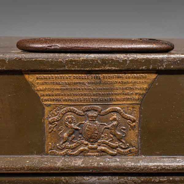 Antique Patent Safe, English Cast Iron Lock Box, Milners of Liverpool, Victorian