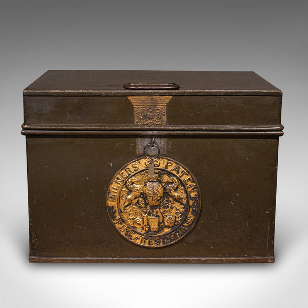 Antique Patent Safe, English Cast Iron Lock Box, Milners of Liverpool, Victorian