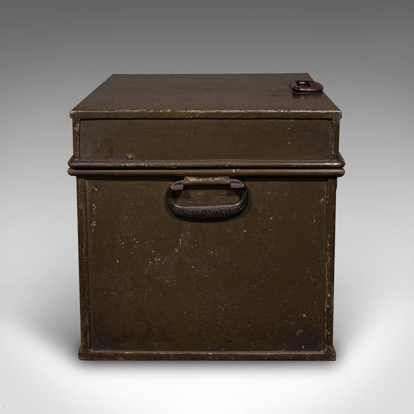 Antique Patent Safe, English Cast Iron Lock Box, Milners of Liverpool, Victorian