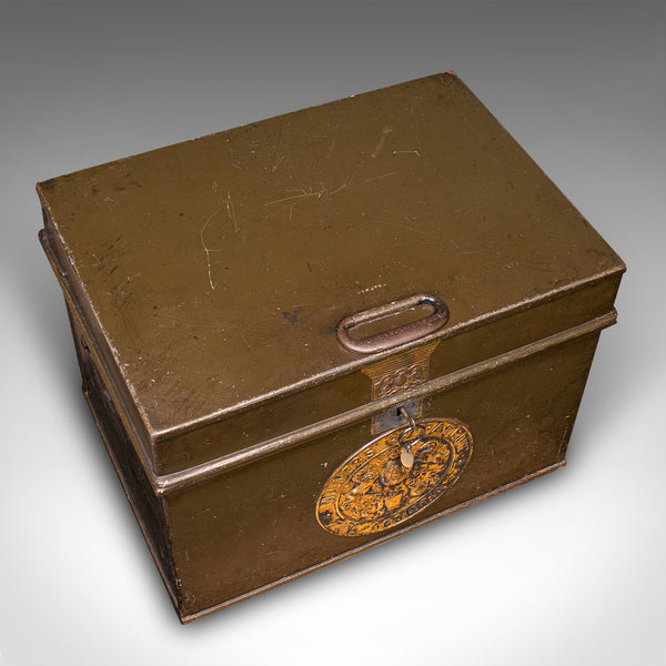 Antique Patent Safe, English Cast Iron Lock Box, Milners of Liverpool, Victorian