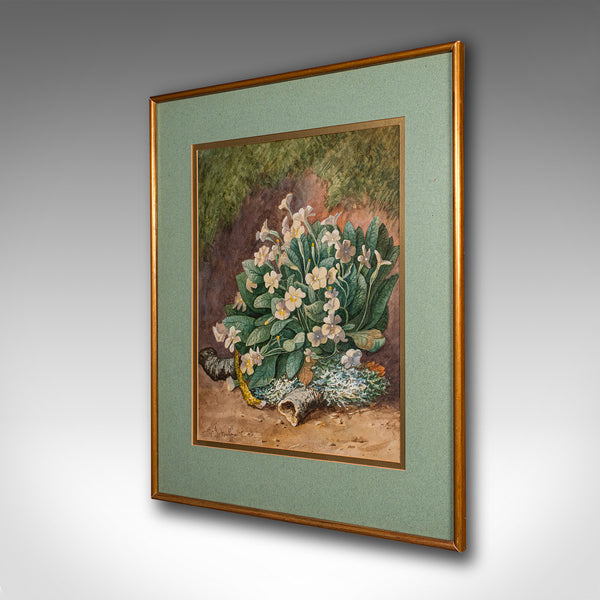 Vintage Still Life, English School, Watercolour, Flower Picture, Painting, Art