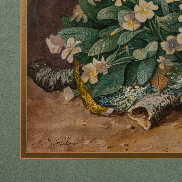 Vintage Still Life, English School, Watercolour, Flower Picture, Painting, Art
