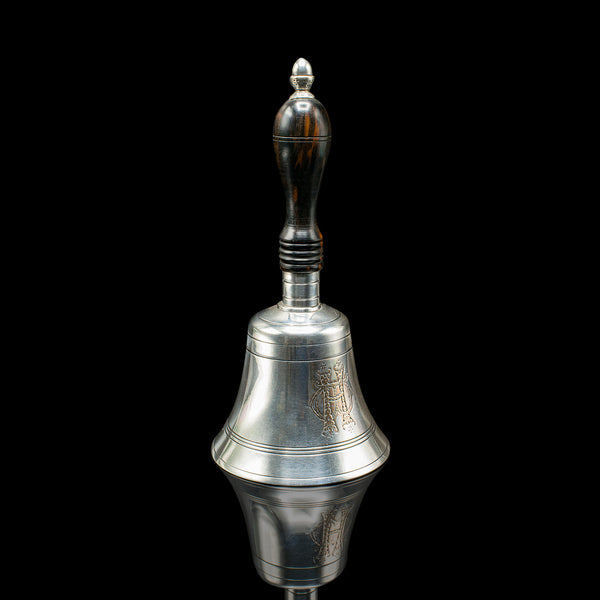 Antique Schoolmaster's Bell, English, Silver Plate, Coromandel Handle, Victorian