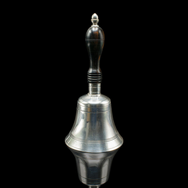 Antique Schoolmaster's Bell, English, Silver Plate, Coromandel Handle, Victorian
