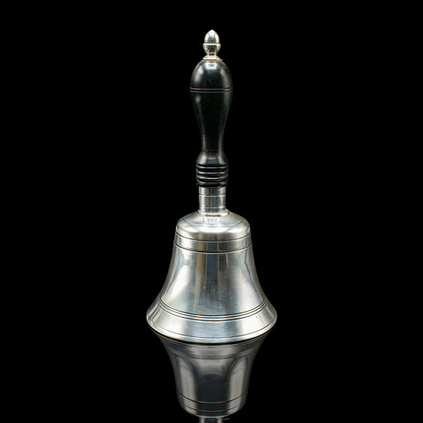 Antique Schoolmaster's Bell, English, Silver Plate, Coromandel Handle, Victorian
