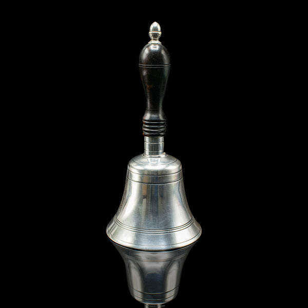 Antique Schoolmaster's Bell, English, Silver Plate, Coromandel Handle, Victorian