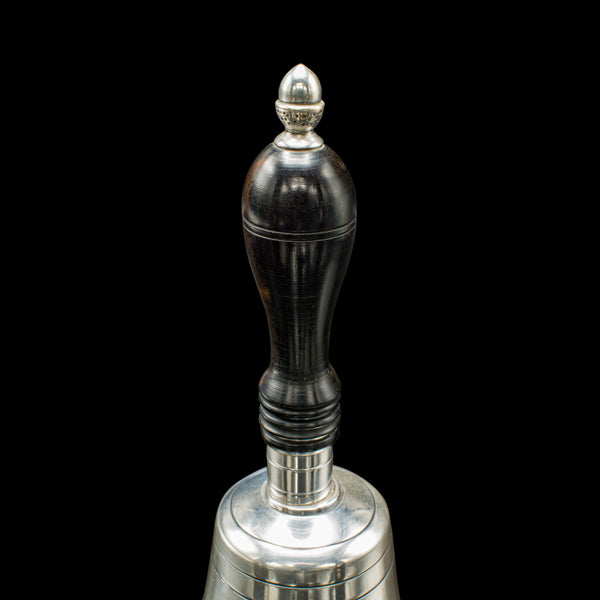 Antique Schoolmaster's Bell, English, Silver Plate, Coromandel Handle, Victorian