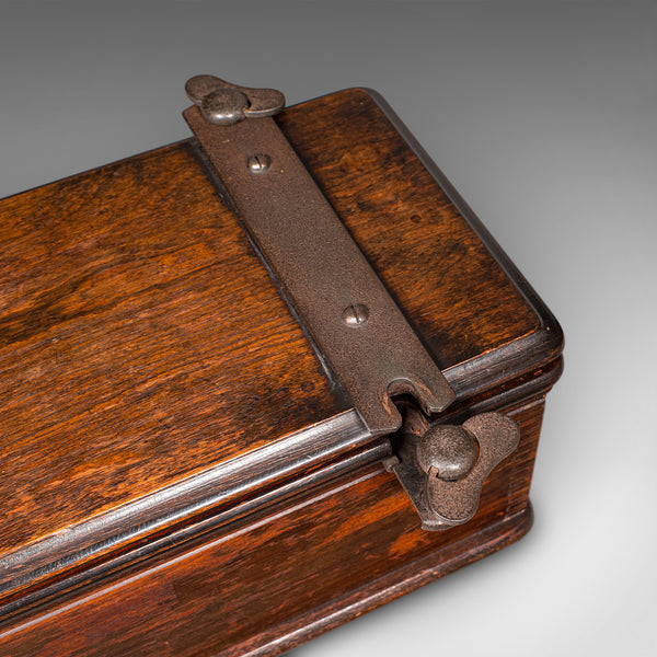 Antique Flower Press Box, English, Elm, Cast Iron, Hobby Case, Edwardian, C.1910