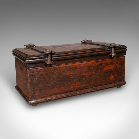 Antique Flower Press Box, English, Elm, Cast Iron, Hobby Case, Edwardian, C.1910