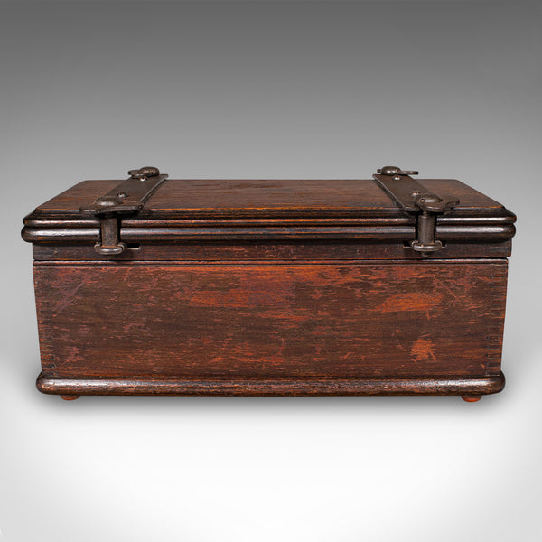 Antique Flower Press Box, English, Elm, Cast Iron, Hobby Case, Edwardian, C.1910