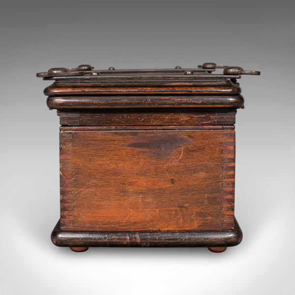 Antique Flower Press Box, English, Elm, Cast Iron, Hobby Case, Edwardian, C.1910