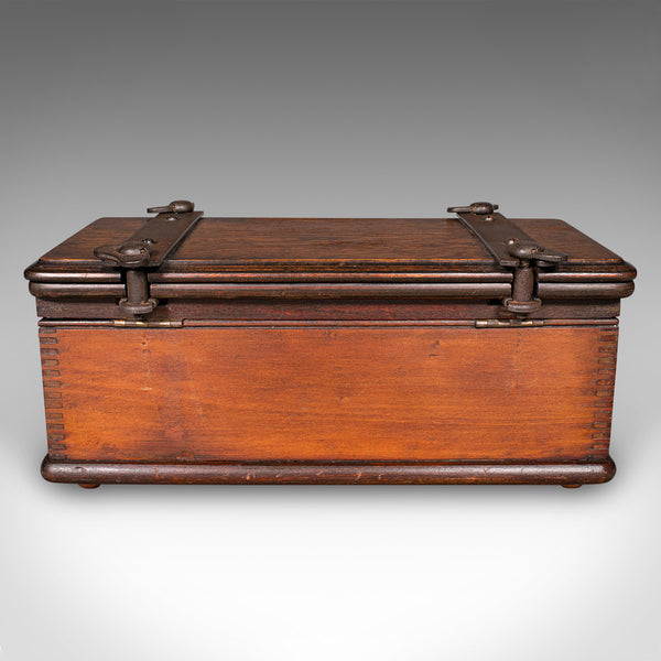 Antique Flower Press Box, English, Elm, Cast Iron, Hobby Case, Edwardian, C.1910