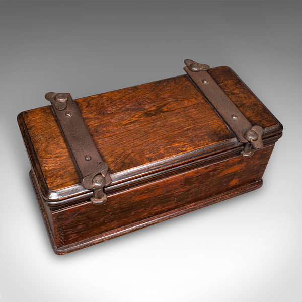 Antique Flower Press Box, English, Elm, Cast Iron, Hobby Case, Edwardian, C.1910