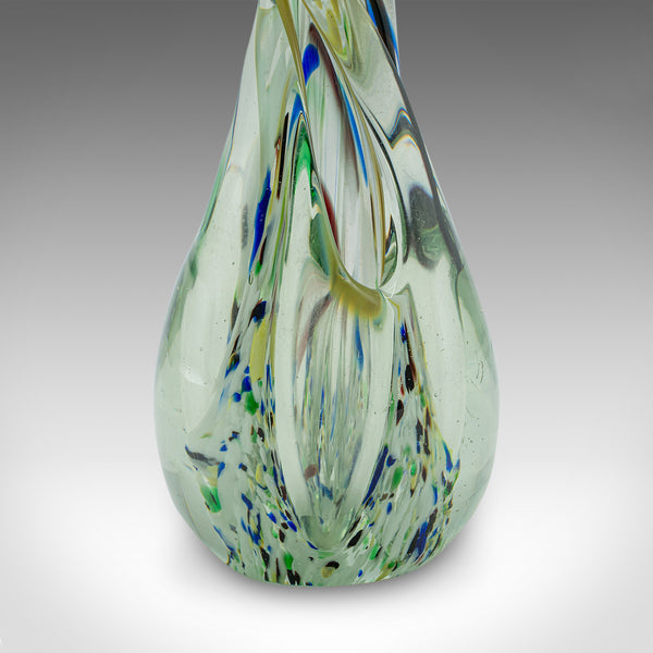 Vintage Murano Twist Vase, Italian, Art Glass Posy Sleeve, Paperweight, C.1980