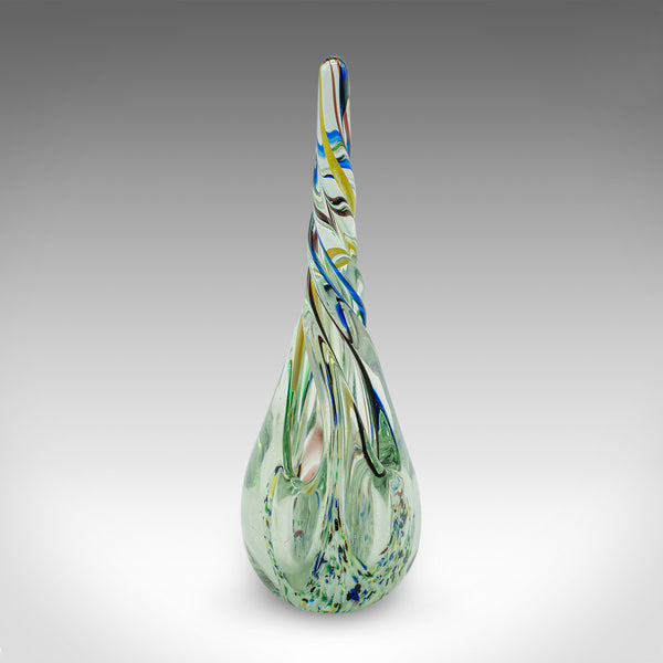 Vintage Murano Twist Vase, Italian, Art Glass Posy Sleeve, Paperweight, C.1980