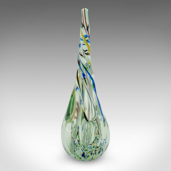 Vintage Murano Twist Vase, Italian, Art Glass Posy Sleeve, Paperweight, C.1980