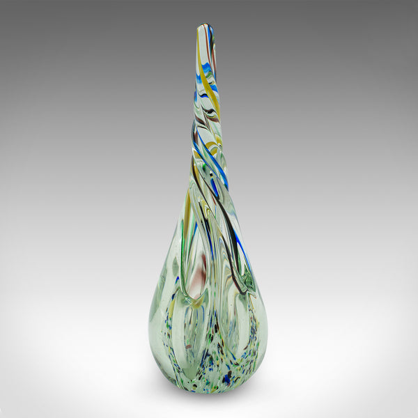 Vintage Murano Twist Vase, Italian, Art Glass Posy Sleeve, Paperweight, C.1980