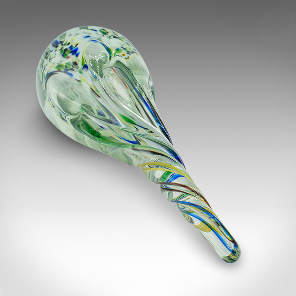 Vintage Murano Twist Vase, Italian, Art Glass Posy Sleeve, Paperweight, C.1980