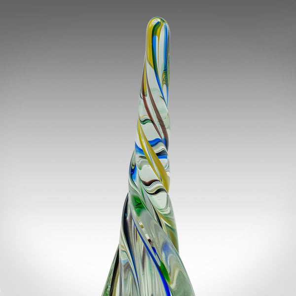 Vintage Murano Twist Vase, Italian, Art Glass Posy Sleeve, Paperweight, C.1980