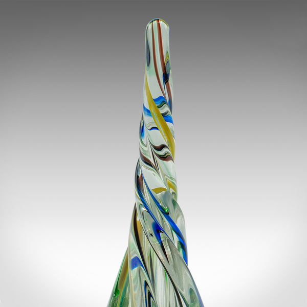 Vintage Murano Twist Vase, Italian, Art Glass Posy Sleeve, Paperweight, C.1980