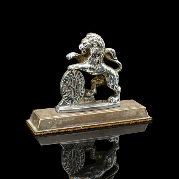 Small Antique Lion Paperweight, English, Animal Figure, Patriotic, Grille Mascot