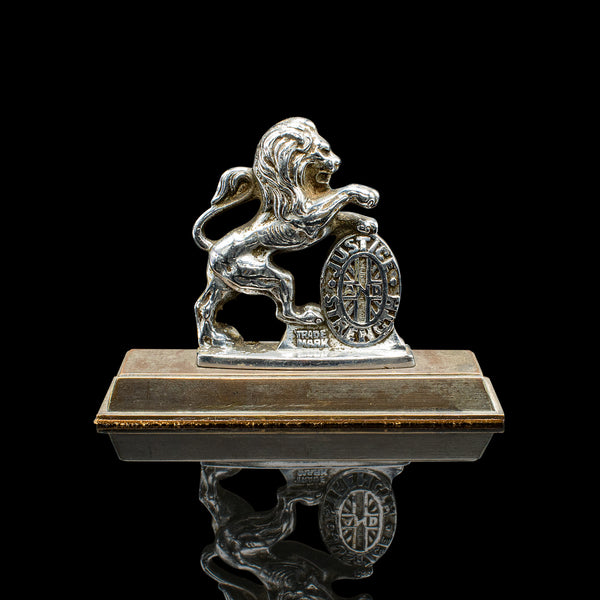 Small Antique Lion Paperweight, English, Animal Figure, Patriotic, Grille Mascot