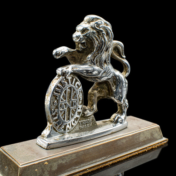 Small Antique Lion Paperweight, English, Animal Figure, Patriotic, Grille Mascot