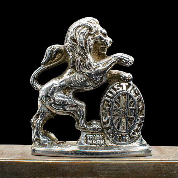 Small Antique Lion Paperweight, English, Animal Figure, Patriotic, Grille Mascot