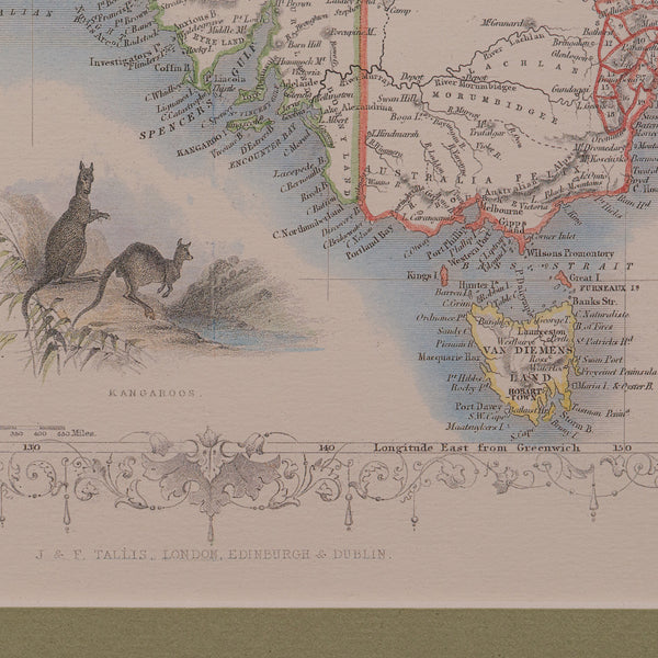 Vintage Australia Map, Framed, Historic 19th Century Cartography Interest, 1988 - London Fine Antiques