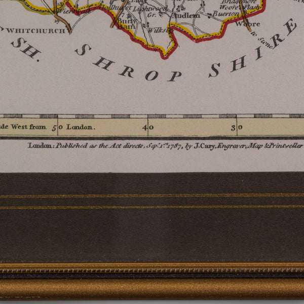 Vintage County Map of Cheshire, English, After John Cary, Cartography Interest