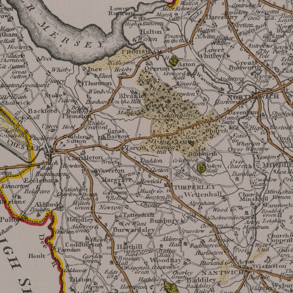 Vintage County Map of Cheshire, English, After John Cary, Cartography Interest