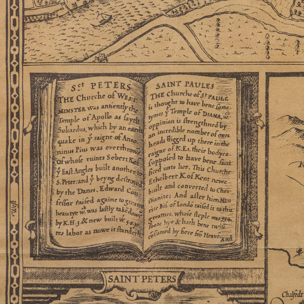 Vintage County Map, Middlesex, English, Framed 16th Century Print, John Norden