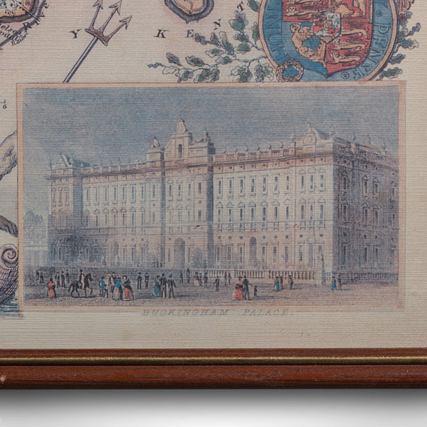 Vintage Middlesex County Map, English, Framed, After Thomas Moule, Cartography