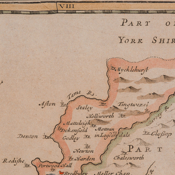 Antique County Map, Cheshire, English, Framed Cartography, Robert Morden, 18th.C