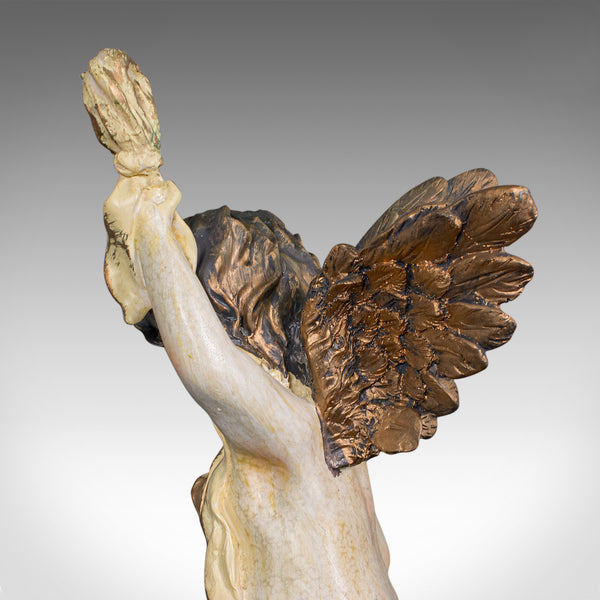 Vintage Flying Cherub, Italian, Plaster, Classical, Romantic, Putto Figure, 1980