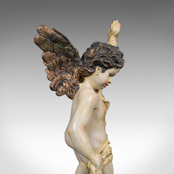 Vintage Flying Cherub, Italian, Plaster, Classical, Romantic, Putto Figure, 1980