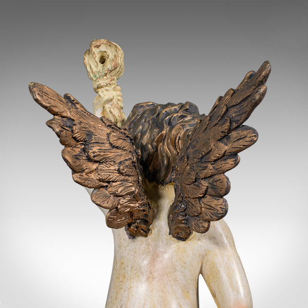 Vintage Flying Cherub, Italian, Plaster, Classical, Romantic, Putto Figure, 1980