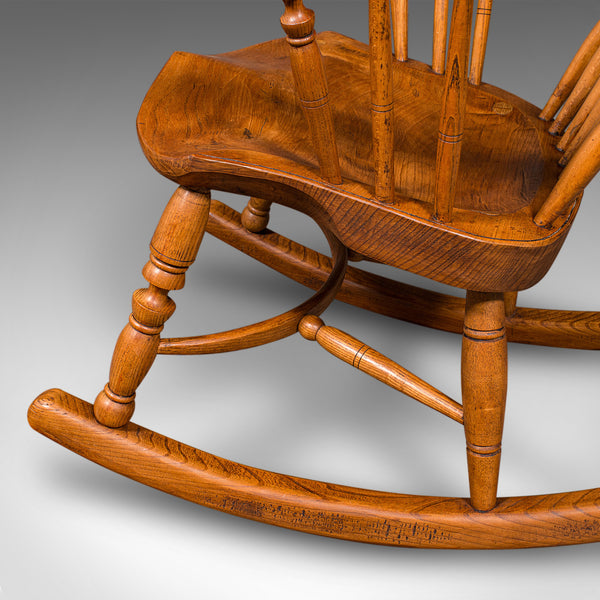 Antique Windsor Rocking Chair, English, Elm, Rocker, Fireside Seat, Victorian